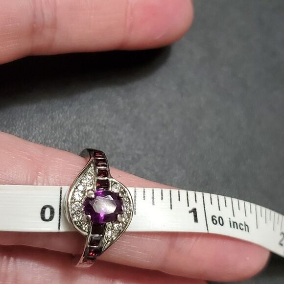 **Final Sale** Silver plated purple stone ring - Picture 6 of 8